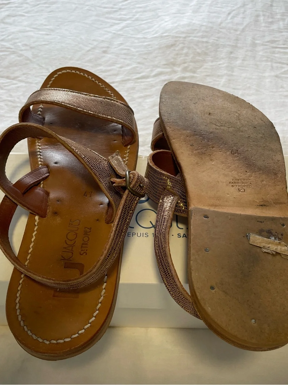 K.Jacques Saint-Tropez Disco Bronze Sandals EU 41